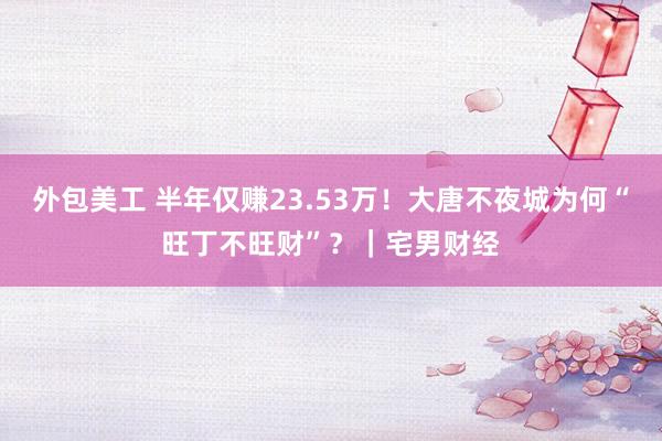 外包美工 半年仅赚23.53万！大唐不夜城为何“旺丁不旺财”？｜宅男财经