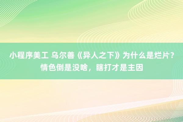 小程序美工 乌尔善《异人之下》为什么是烂片？情色倒是没啥，瞎打才是主因